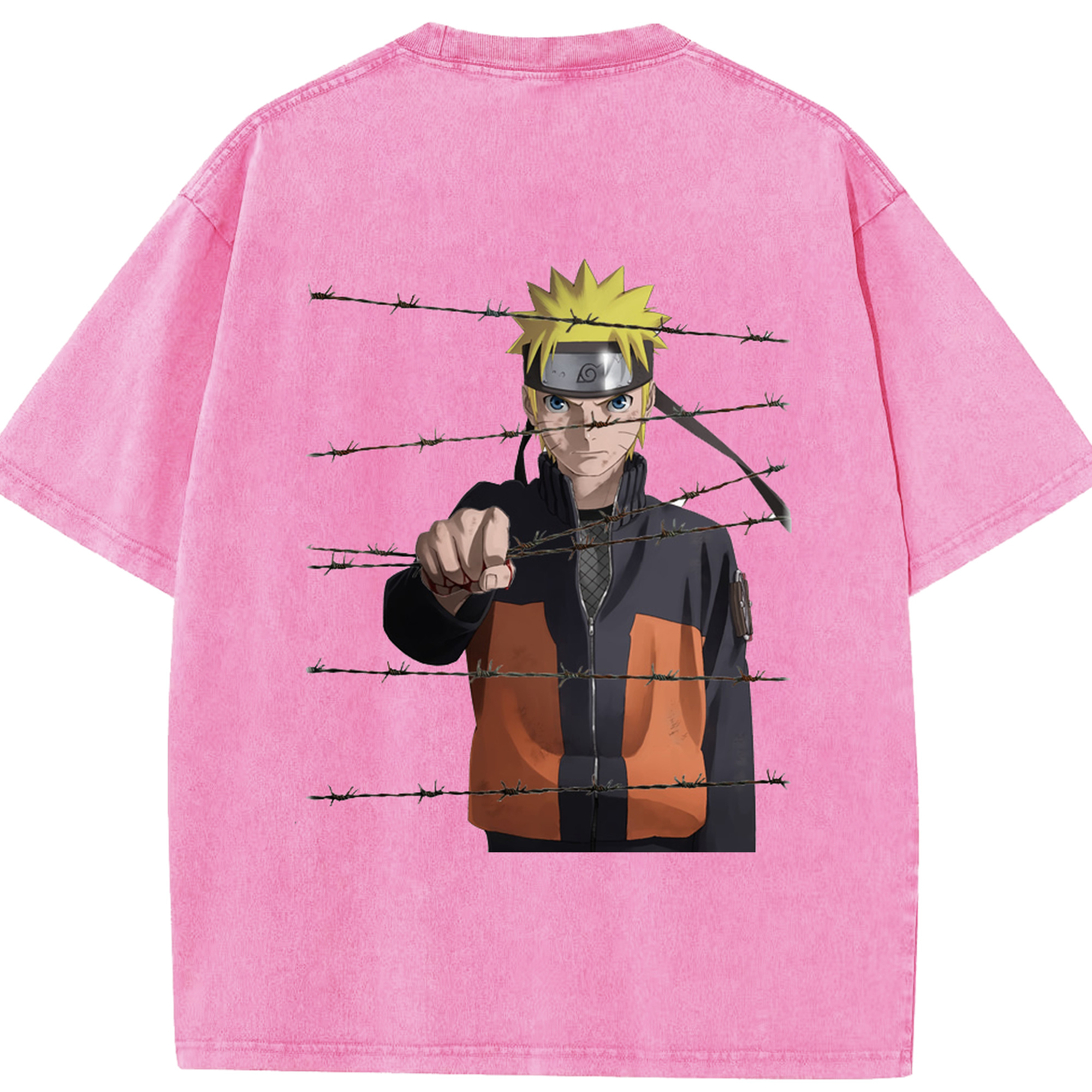 （画像用） NARUTO -ナルト- うずまき ナルト Uzumaki Naruto 綿100% ヴィンテージ風 半袖Tシャツ（背面プリント）